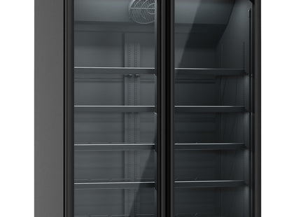 KÜHLSCHRANK 2 GLASTÜREN SCHWARZ INS-1000R BL
