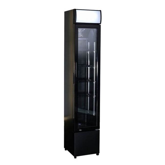 GLASS DOOR REFRIGERATOR NARROW BLACK