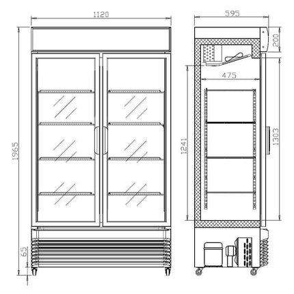 RÉFRIGÉRATEUR À PORTES COULISSANTES EN VERRE BEZ-750 SL