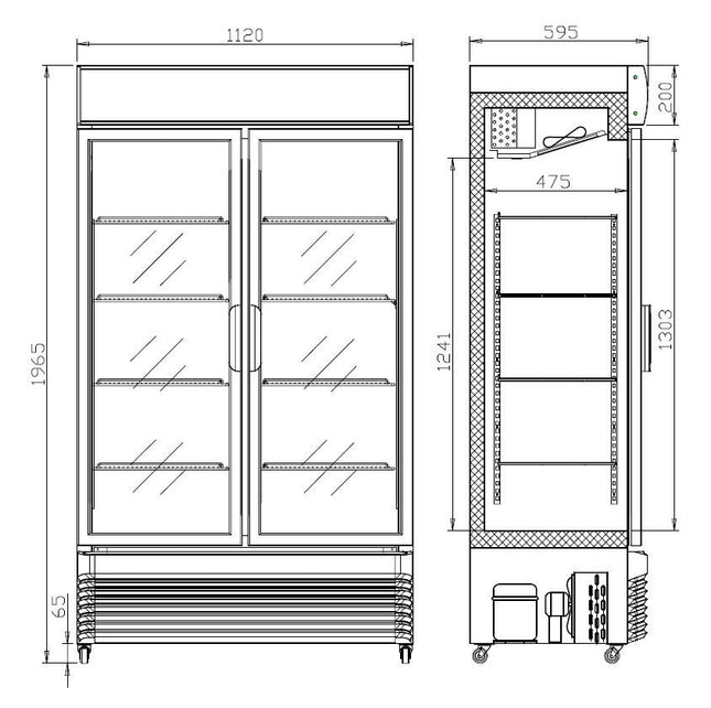 REFRIGERATOR WITH SLIDING GLASS DOORS BEZ-750 SL