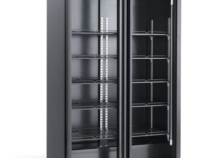 DISPLAY REFRIGERATOR - 2 GLASS DOORS BLACK NAP-850