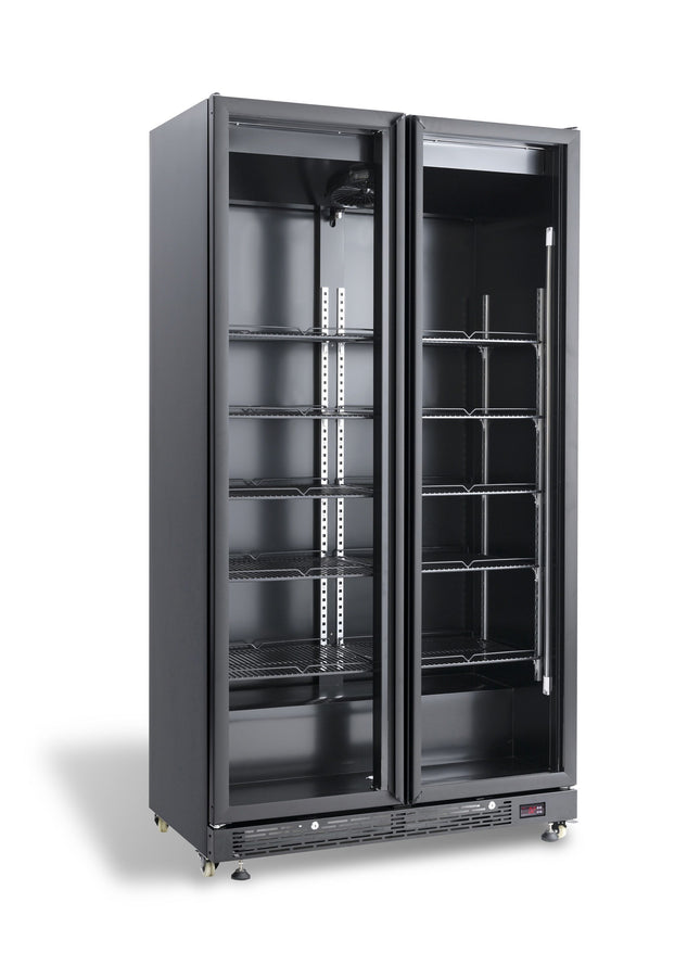 DISPLAY REFRIGERATOR - 2 GLASS DOORS BLACK NAP-850