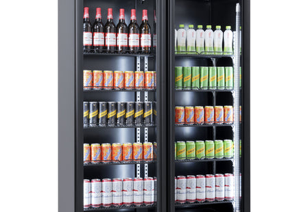 DISPLAY REFRIGERATOR - 2 GLASS DOORS BLACK NAP-850