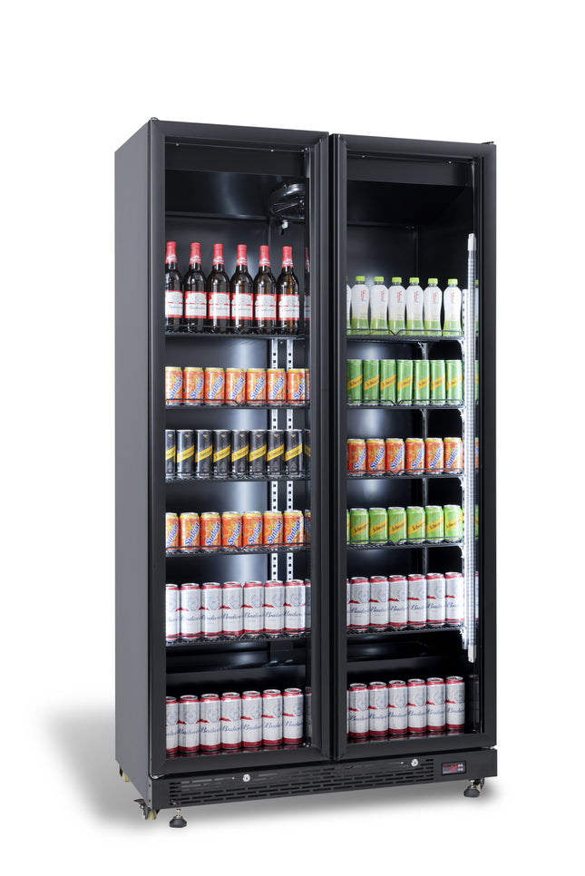 DISPLAY REFRIGERATOR - 2 GLASS DOORS BLACK NAP-850