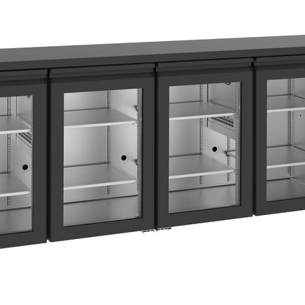 BARCOOLER BLACK 4 GLASS DOORS
