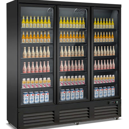 CHLADNIČKA 3 SKLENĚNÁ DVÍŘKA ČERNÁ CEB-1600R BL