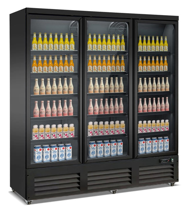 RÉFRIGÉRATEUR 3 PORTES VITRÉES NOIR CEB-1600R BL