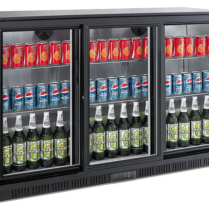 Bar kjølebord SORT 3 SKYDEDØRER