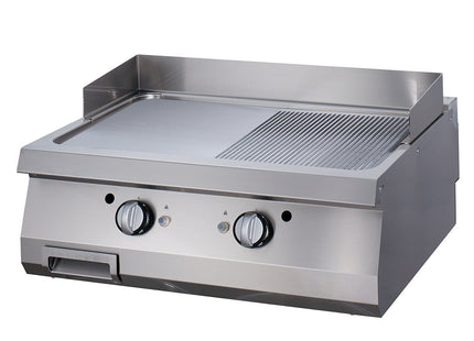 Premium Griddle - Half Grooved Chrome - Double Unit - 90cm Deep - Gas