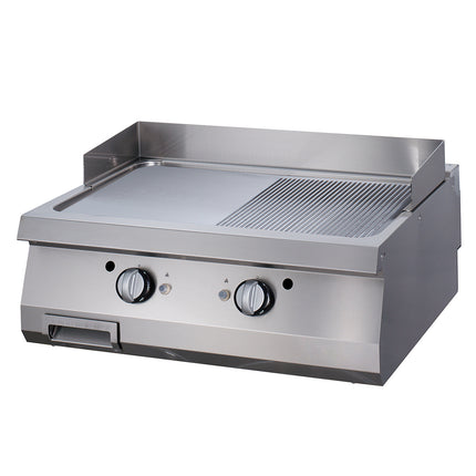 Premium-Grillplatte – halb gerilltes Chrom – Doppeleinheit – 90 cm tief – elektrisch