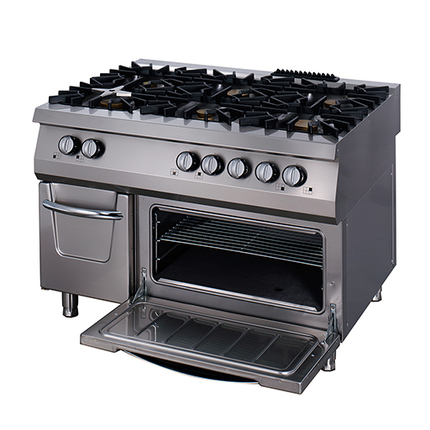 Cuisinière Premium - 6 Brûleurs - Unité Triple - 90 cm de Profondeur - Gaz avec Four Électrique