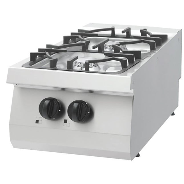 Vysoce výkonný sporák – 2 hořáky – jedna jednotka – hloubka 70 cm – 13,5 kW – plyn