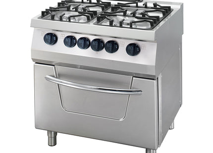 Cuisinière robuste - 4 brûleurs - Unité double - 70 cm de profondeur - 36 kW - Gaz avec four électrique
