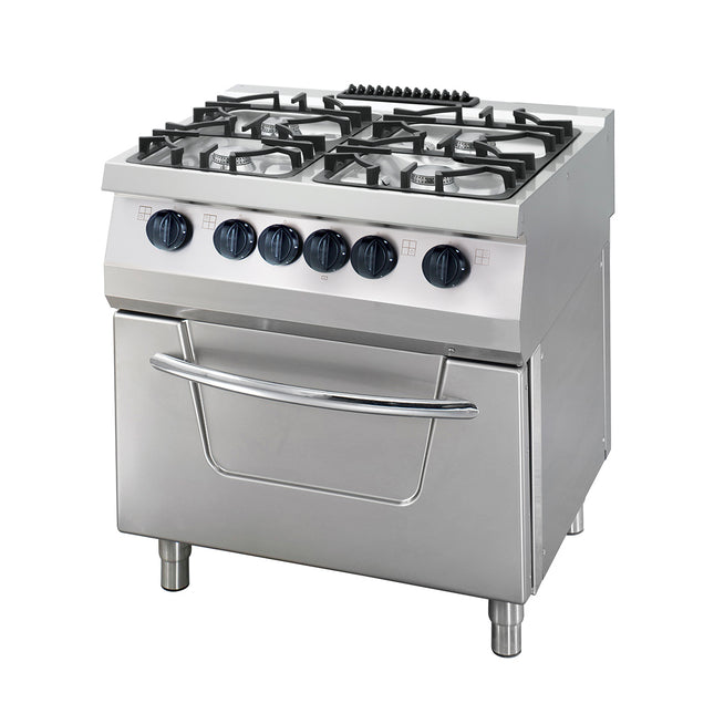Heavy Duty komfyr - 4 brennere - Dobbel enhet - 70 cm dyp - 36kW - Gass inkl. elektrisk ovn