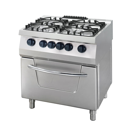 Cuisinière robuste - 4 brûleurs - Unité double - 70 cm de profondeur - 36 kW - Gaz avec four électrique