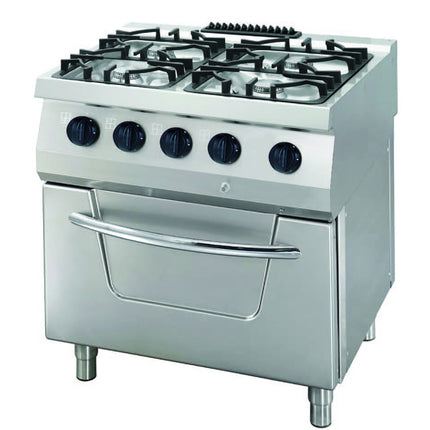 Cuisinière robuste - 4 brûleurs - Unité double - 70 cm de profondeur - 31 kW - Gaz avec four