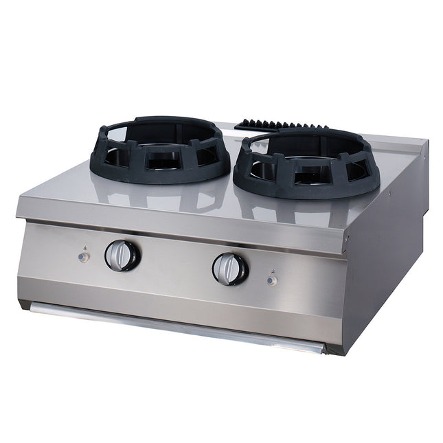 Premium Wok Cooker - 2 x 28,5 Cooking Rings - Double Unit - 90cm Deep - Gas