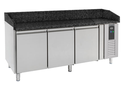 PIZZA COUNTER 3 DOORS BLACK GRANITE WORKTOP