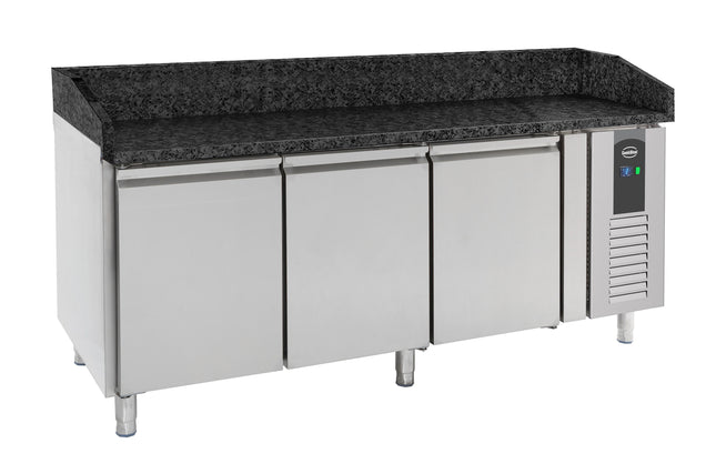 PIZZA COUNTER 3 DOORS BLACK GRANITE WORKTOP