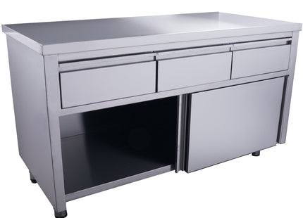 SARO skab med skydedøre og 3 skuffer, 1600 x 700 mm – detaljebillede 2