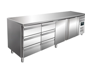 SARO kølebord med 2 døre og 2 sæt med 3 skuffer, 
model KYLJA 4150 TN