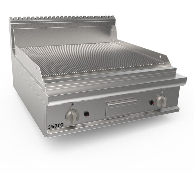 SARO Gasgrillplatte, 800 mm breit, Bordmodell, Rillet 
Modell LQ / FTG4BBR