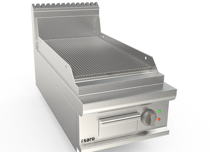 SARO elektrisk grillplade, 400 mm bred, bordmodel, rillet 
Model LQ / FTE2BBR