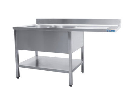 SARO opvaskecenter med 2 vaske, venstre - B 1800 x D 700 mm