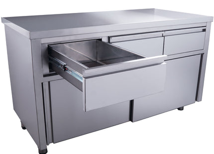 SARO skab med skydedøre og 3 skuffer, 1400 x 700 mm – detaljebillede 1