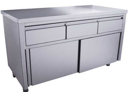 SARO skab med skydedøre og 3 skuffer, 1400 x 700 mm