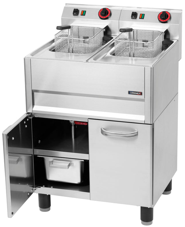 Electric deep fryer 2 x 8 liters with open cabinet 66