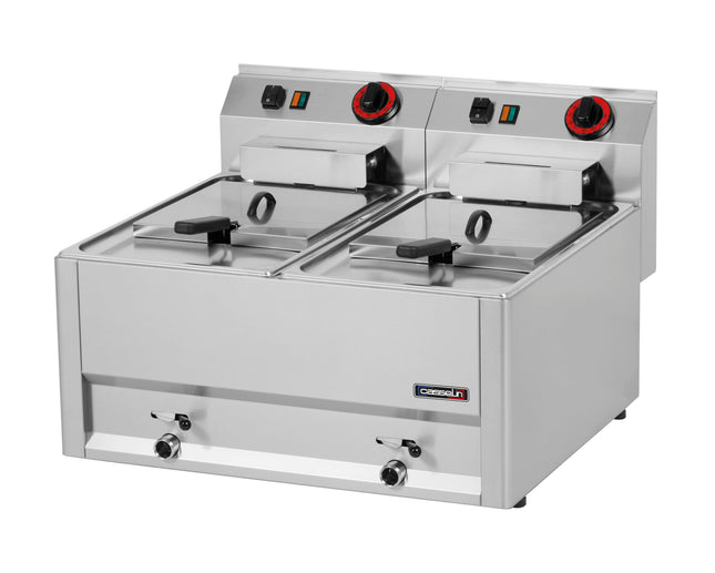 Electric deep fryer with drain tap 2 x 8 liters 66