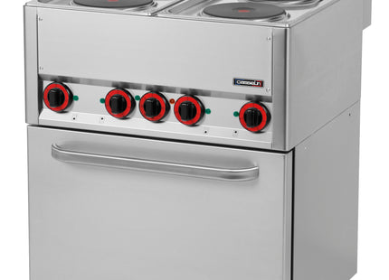 Elektrischer 4-Flammen-Herd mit belüftetem Elektroofen GN 1/1 66