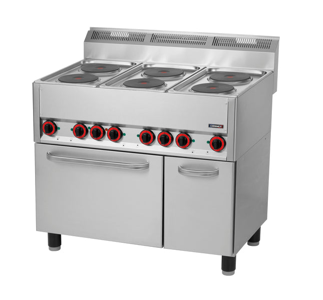 Electric 6 burners cooker with ventilated electric oven GN 1/1 99