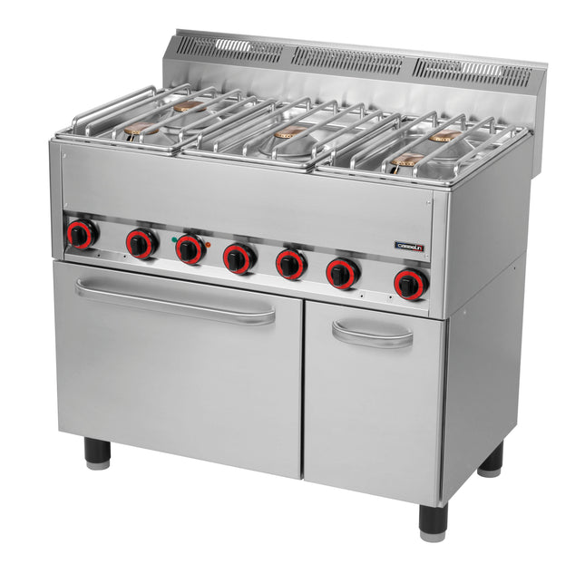 Gas cooker 5 burners with electric ventilated oven GN 1/1 99