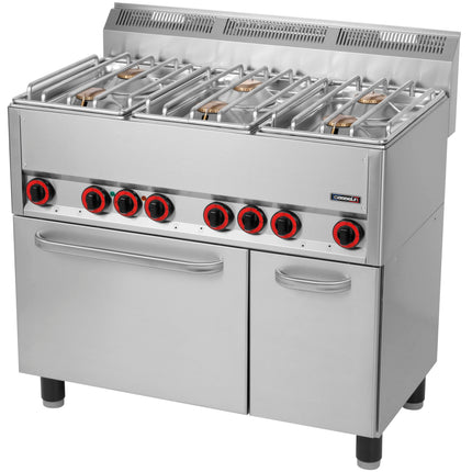 Cuisinière à gaz 6 feux avec four électrique ventilé GN 1/1 99
