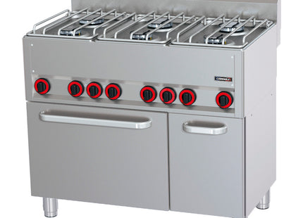 Cuisinière à gaz 6 feux avec four électrique ventilé GN 1/1 P 99
