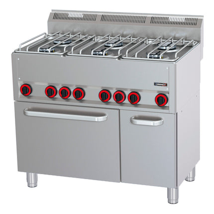 Cuisinière à gaz 6 feux avec four électrique ventilé GN 1/1 P 99