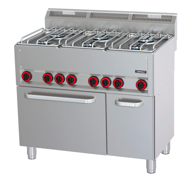 Gas cooker 6 burners with electric ventilated oven GN 1/1 P 99