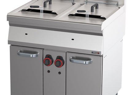 Gas deep fryer with drain tap 2 x 15 liters 80
