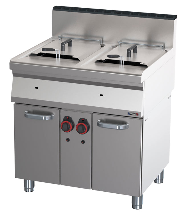Gas deep fryer with drain tap 2 x 15 liters 80