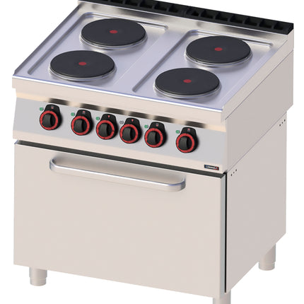 Cuisinière électrique 4 feux avec four électrique statique GN 2/1 80