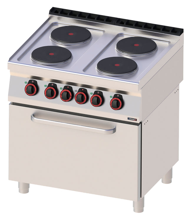 Electric 4 burners cooker with static electric oven GN 2/1 80