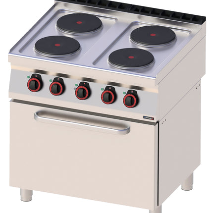 Cuisinière électrique 4 feux avec four électrique ventilé GN 1/1 80