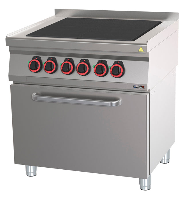 Electric 4 solid tops cooker with static electric oven GN 2/1 80
