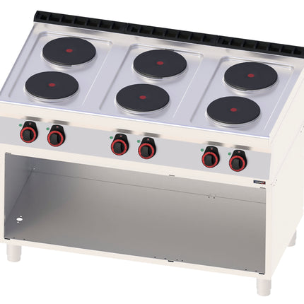Elektroherd 6 Brenner mit offenem Schrank 120