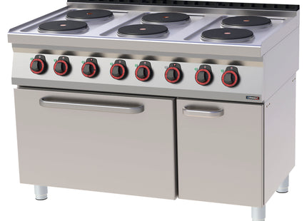 Elektrisk 6-brenners komfyr med statisk elektrisk ovn GN 2/1 120