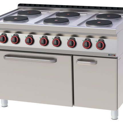 Cuisinière électrique 6 feux avec four électrique statique GN 2/1 120