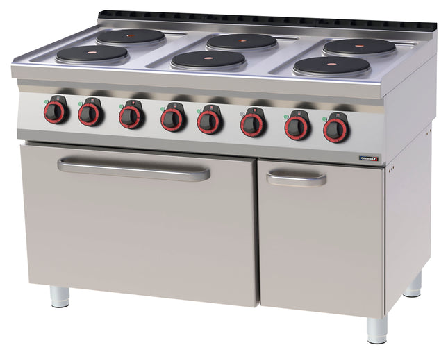 Electric 6 burners cooker with static electric oven GN 2/1 120