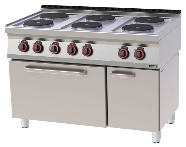 Electric 6 burners cooker with ventilated electric oven GN 1/1 120